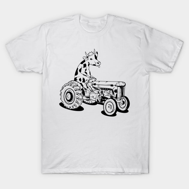 Cow driving a tractor T-Shirt by mailboxdisco